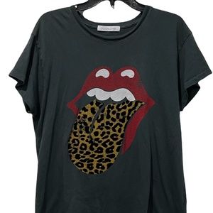 Daydreamer Rolling Stones Leopard Tongue Graphic Tee
